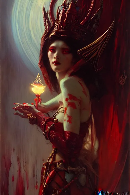 Prompt: the queen of hearts, dark fantasy by gaston bussiere, bayard wu, greg rutkowski, giger, maxim verehin