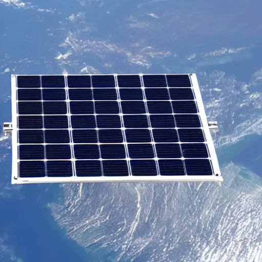 Image similar to a satellite orbiting the earth, solar panels out, photo