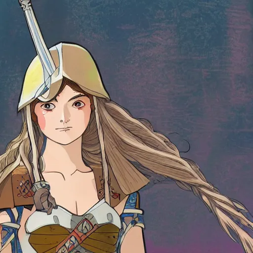 Prompt: medieval warrior girl, highly detailed, artstatsion, studio ghibli, mucha