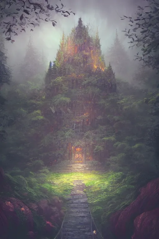 Image similar to !dream Forest Temple ,Castle, fortress Artstation