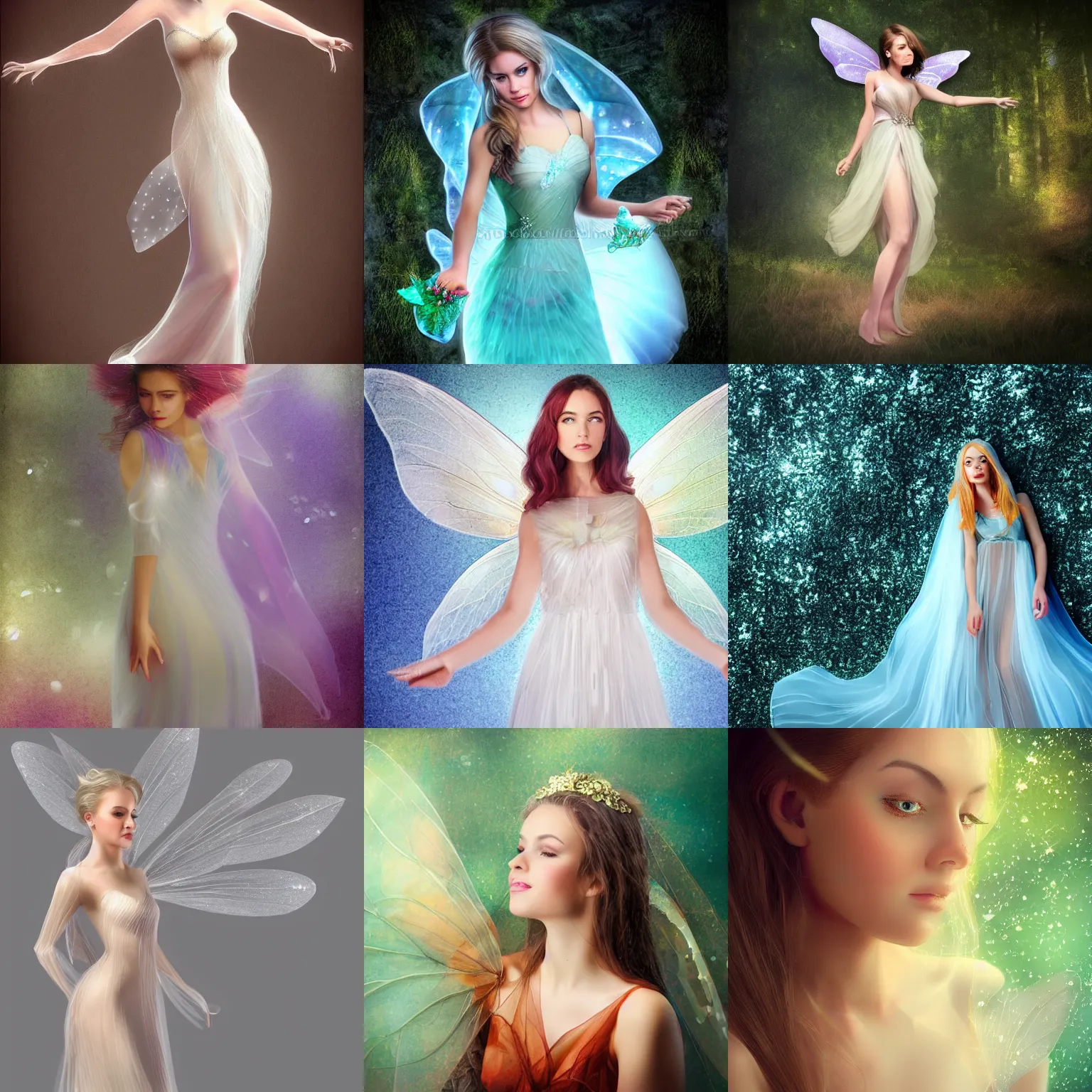Prompt: prompt portrait of beautiful female fairy, translucent dress