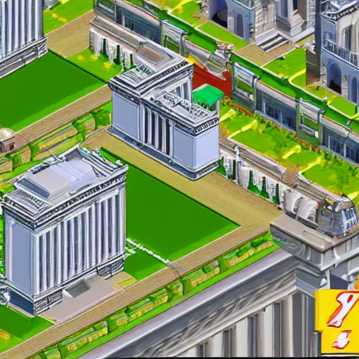 Prompt: The White House in Sim City 2000