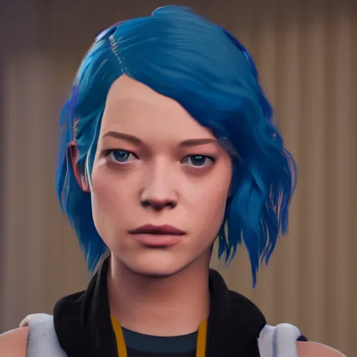 Prompt: jane levy as chloe price with blue hair in life is strange, highly detailed, high quality, hd, 4 k, 8 k, canon 3 0 0 mm, professional photographer, 4 0 mp, lifelike, top - rated, award winning
