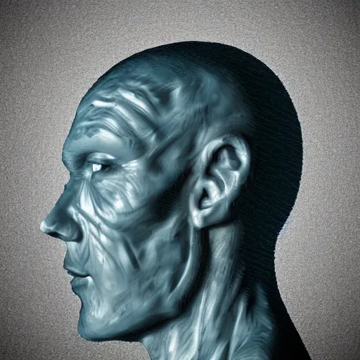 Prompt: icon of a realistic human head made out of water