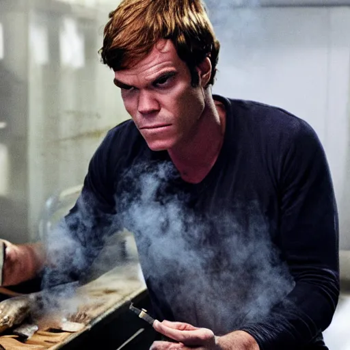 Prompt: Dexter Morgan smoking a blunt