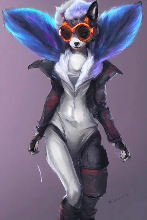 Image similar to a fox fursona, trending on artstation, by kawacy, furry art, digital art, cyberpunk, high quality, backlighting