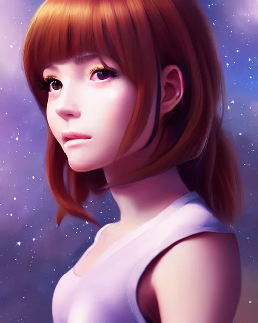 Image similar to portrait Anime space cadet girl Anna Lee Fisher anime cute-fine-face, pretty face, realistic shaded Perfect face, fine details. Anime. realistic shaded lighting by Ilya Kuvshinov Giuseppe Dangelico Pino and Michael Garmash and Rob Rey, IAMAG premiere, ✨✨✨✨✨✨ aaaa achievement collection, elegant freckles, fabulous