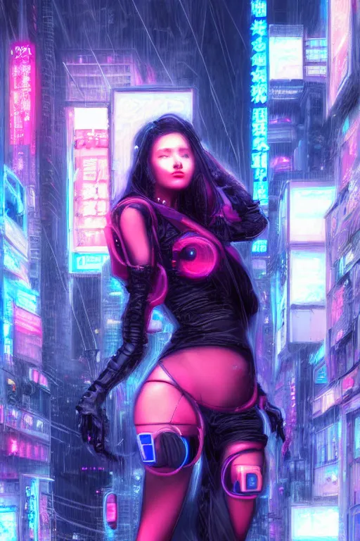 Image similar to portrait futuristic hot cyberpunk young female rouge, in futuristic stormy heavy snowy tokyo rooftop cyberpunk night, ssci-fi, fantasy, intricate, very very beautiful, elegant, neon light, highly detailed, digital painting, concept art, human anatomy, soft light, hdri, smooth, sharp focus, illustration, art by tian zi and craig mullins and WLOP and alphonse mucha