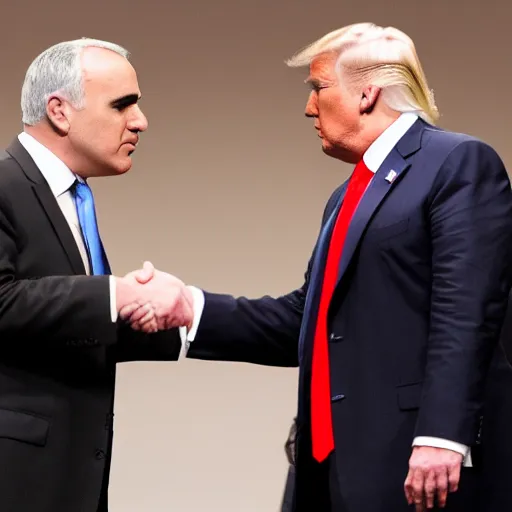 Image similar to donald trump and garry kasparov shaking hands