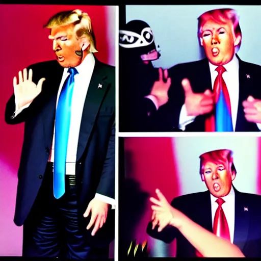 Image similar to trump freaking out on a rave, club photography