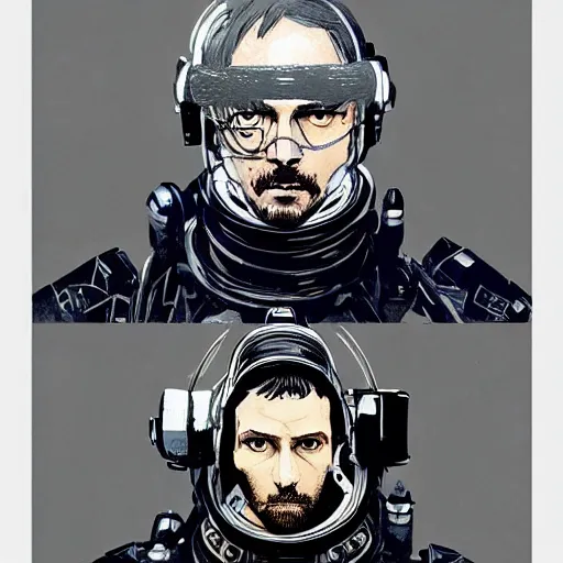 Prompt: portrait of an astronaut character in the style of Death Stranding by Yoji Shinkawa and Ashley Wood