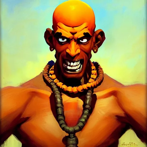 Prompt: Greg Manchess portrait painting of Dhalsim as Overwatch character, medium shot, asymmetrical, profile picture, Organic Painting, sunny day, Matte Painting, bold shapes, hard edges, street art, trending on artstation, by Huang Guangjian and Gil Elvgren and Sachin Teng