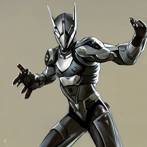 Image similar to greg manchess portrait painting of armored spiderman ultraman grey fox from metal gear cyborg gay japanese - american hybrid as overwatch character, medium shot, asymmetrical, profile picture, organic painting, sunny day, matte painting, bold shapes, hard edges, street art, trending on artstation, by huang guangjian and ail elvgren and sachin teng