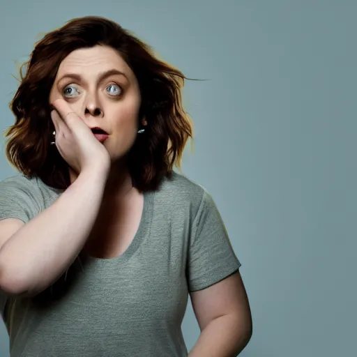 Image similar to rachel bloom holding a press conference in her head for all her negative feelings, digital art, 8 k resolution, highly detailed