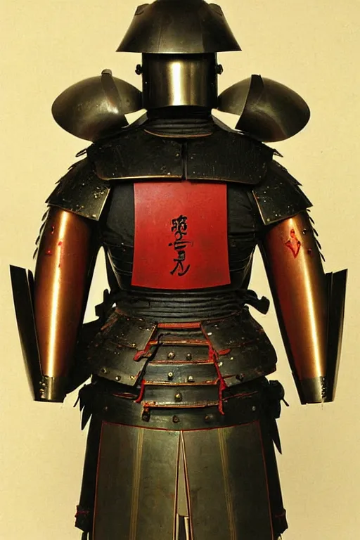 Image similar to a set of cyberpunk japanese samurai armor and helmet, by bouguereau