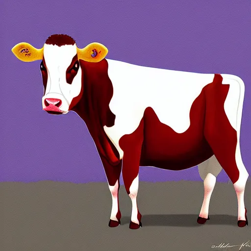 Image similar to half cow half human, digital painting, cow lifeguard