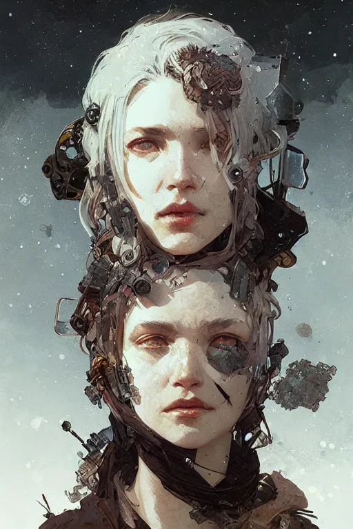 Prompt: A full portrait of a beautiful post apocalyptic offworld arctic nightmaker, intricate, elegant, highly detailed, digital painting, artstation, concept art, smooth, sharp focus, illustration, art by Krenz Cushart and Artem Demura and alphonse mucha