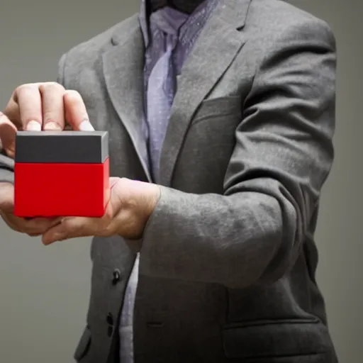 Prompt: man touches a cube that contains all knowledge and is vaporized instantly