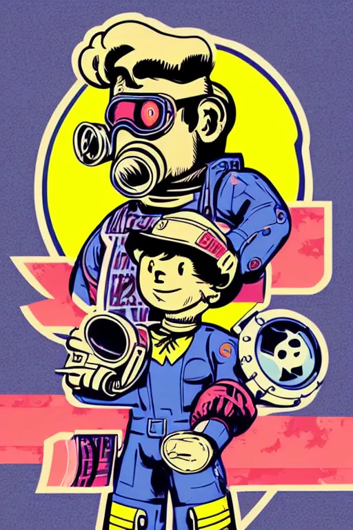 Image similar to fallout 7 6 retro futurist illustration art by butcher billy, sticker, colorful, illustration, highly detailed, simple, smooth and clean vector curves, no jagged lines, vector art, smooth andy warhol style