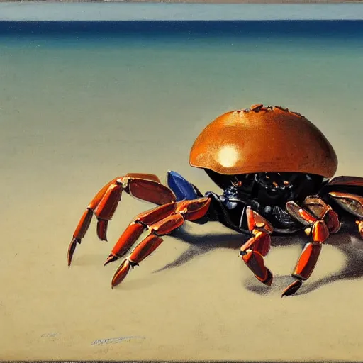 Image similar to A portrait of a mechanical crab on the beach, Henrique Alvim Corrêa, Joan Roig i Soler, ocean, waves, favela