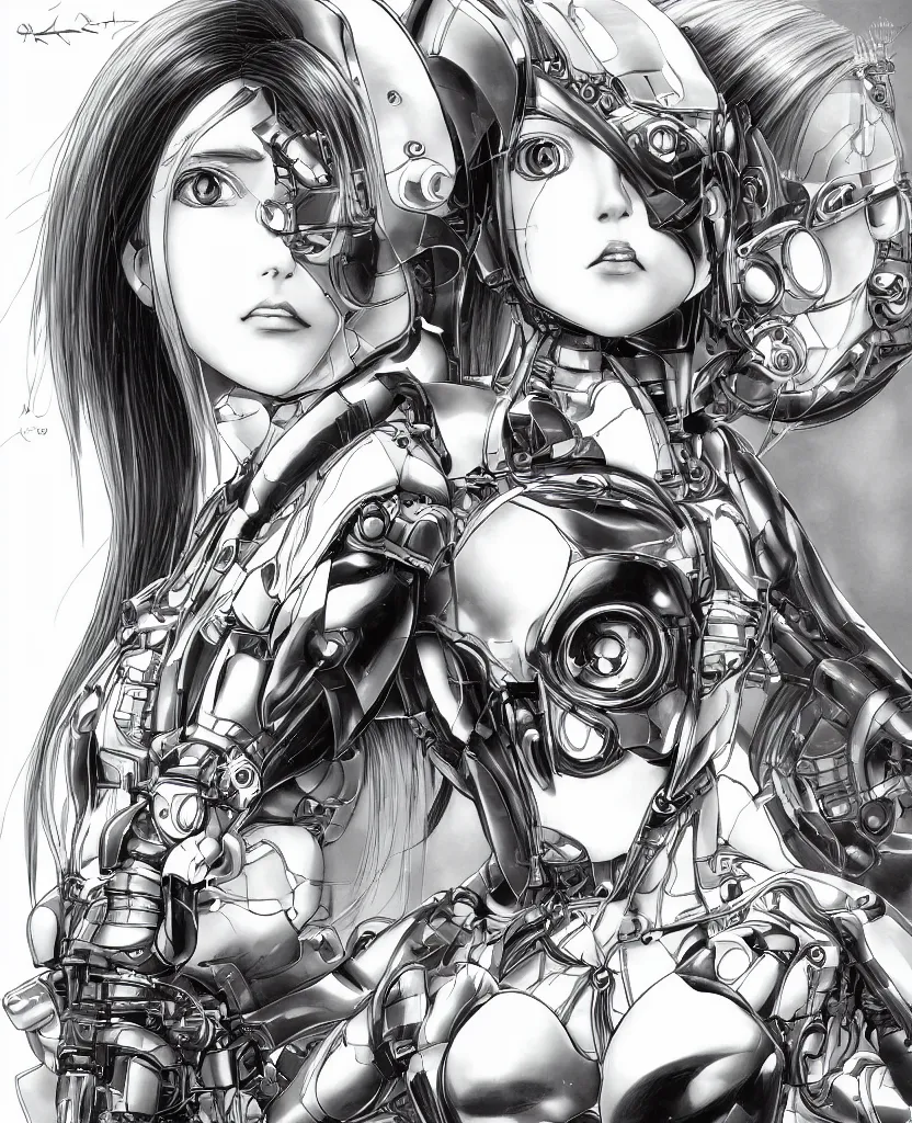 Image similar to portrait of alita by yukito kishiro, biomechanical, hyper detailled, trending on artstation