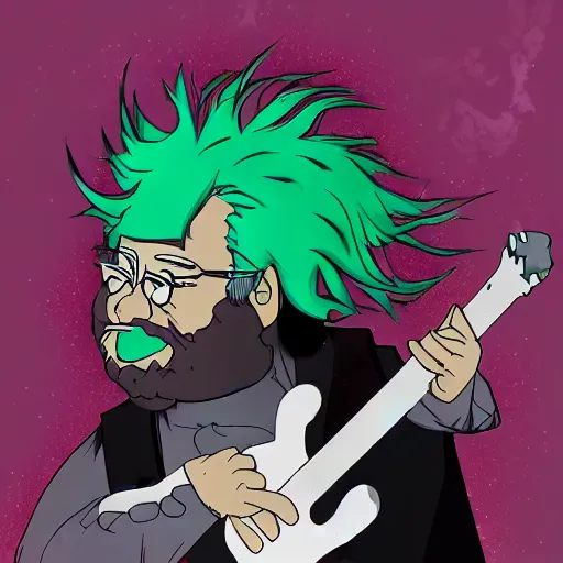 Image similar to jerry garcia anime. deviantart, artstation