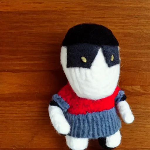 Image similar to michael scott as a wool toy