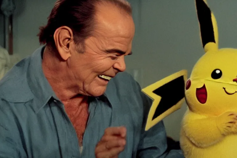 Image similar to Jack Nicholson plays Pikachu, still from the film