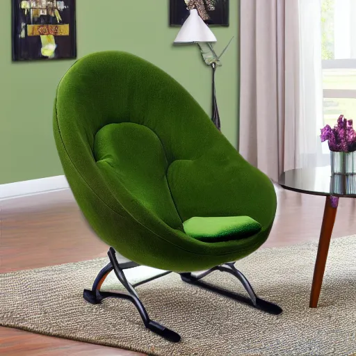 Image similar to nikocado avocado as an avocado shaped chair, la - z - boy, comfy, includes cup holders,
