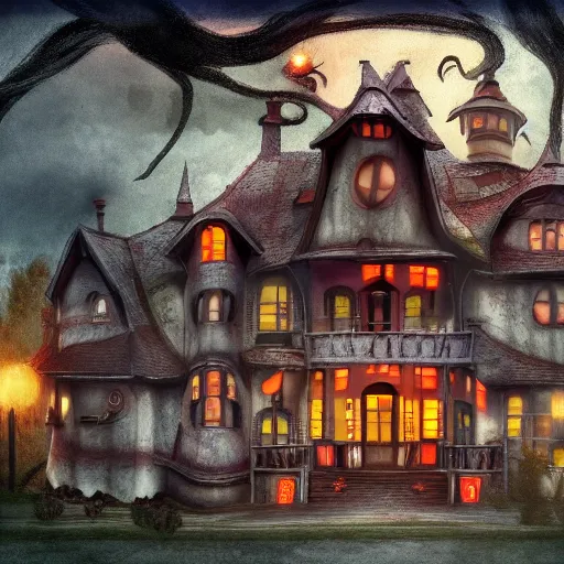 Prompt: monster house, trending on artstation, anime style 4 k