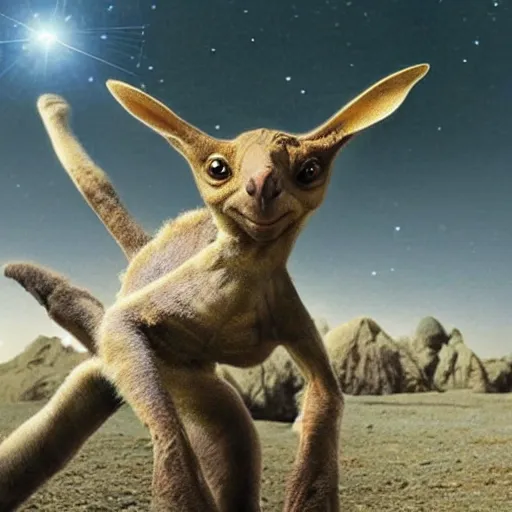 Prompt: aliens look like kangaroo in space suit