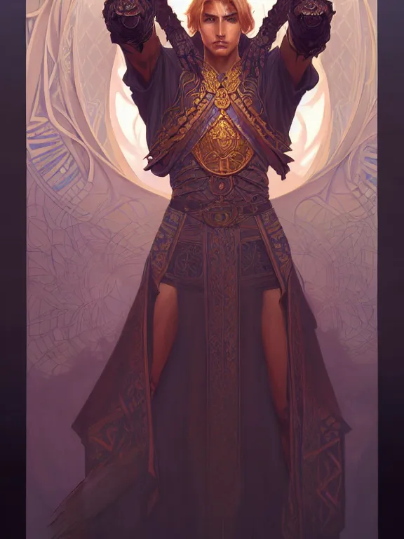 Image similar to symmetry!! intense fanart of a evve as a mage warrior as acotar protagonist, magic background, intricate, elegant, highly detailed, my rendition, digital painting, artstation, concept art, smooth, sharp focus, illustration, art by artgerm and greg rutkowski and alphonse mucha