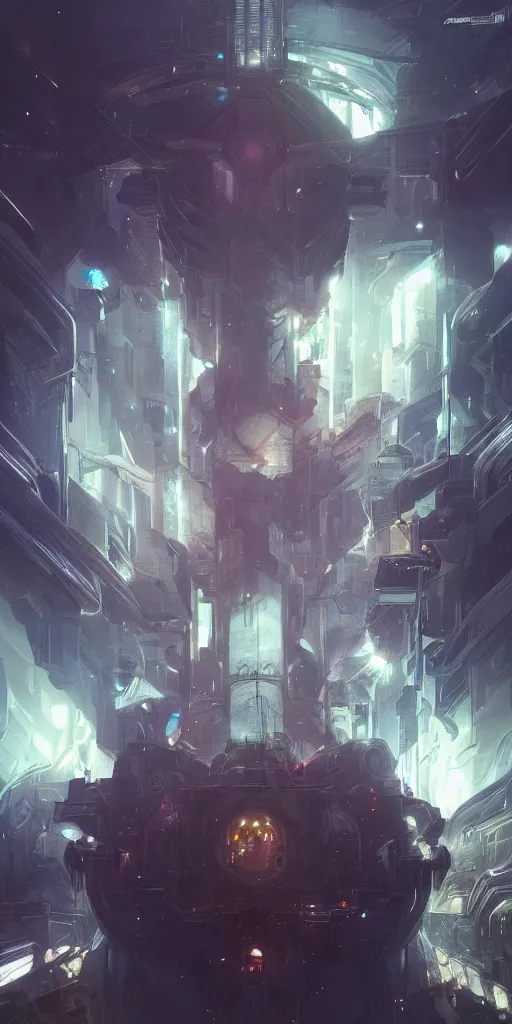 Image similar to dark space, future city scape, epic lighting, sketch illustration, ultra detailed, art by artgerm and greg rutkowski and alphonse mucha