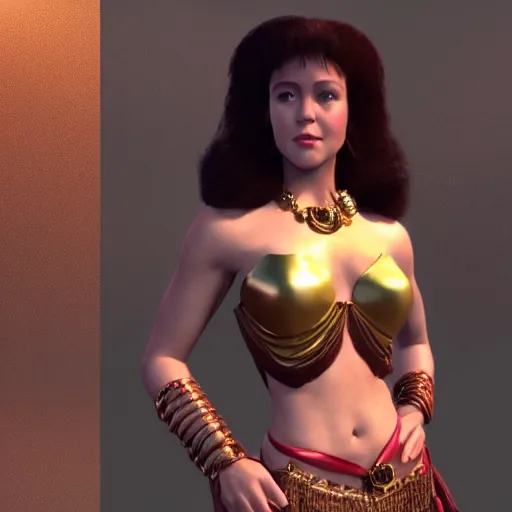 Prompt: young jane fonda as dejah thoris : : octane render, unreal engine 5, cinematic lighting