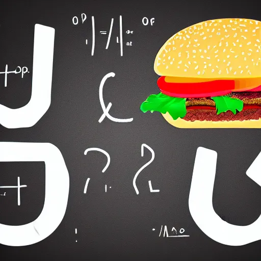 Prompt: equation of a burger. food, math symbols, illustration, portfolio