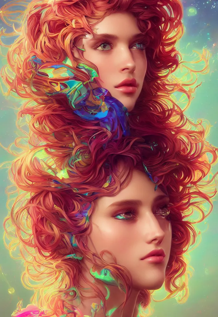Prompt: beautiful, young woman, detailed gorgeous face, vaporwave aesthetic, synthwave, colorful, psychedelic, crown, artstation, concept art, smooth, extremely sharp detail, finely tuned detail, ultra high definition, 8 k, unreal engine 5, ultra sharp focus, illustration, art by artgerm and greg rutkowski and alphonse mucha