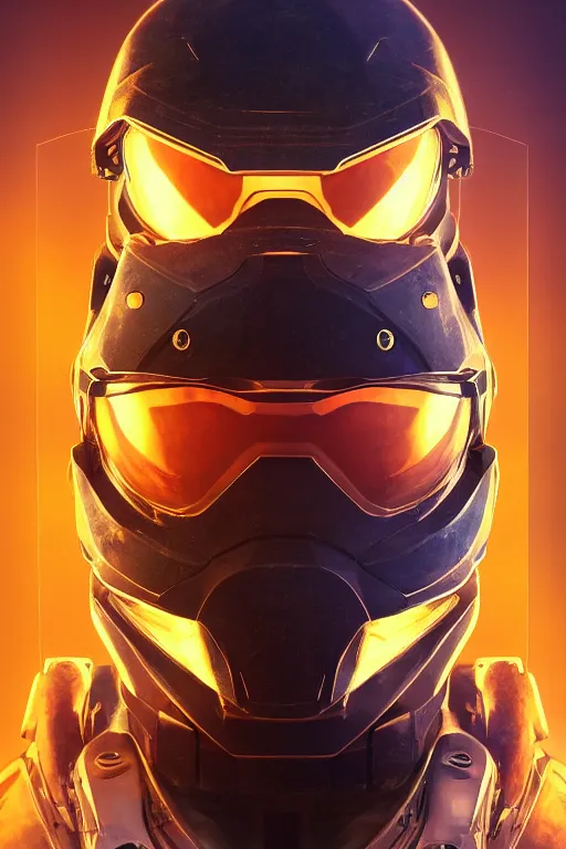 Image similar to robot ninja mask helmet halo master chief radiating a glowing aura global illumination ray tracing hdr fanart arstation by ian pesty and katarzyna da „ bek - chmiel