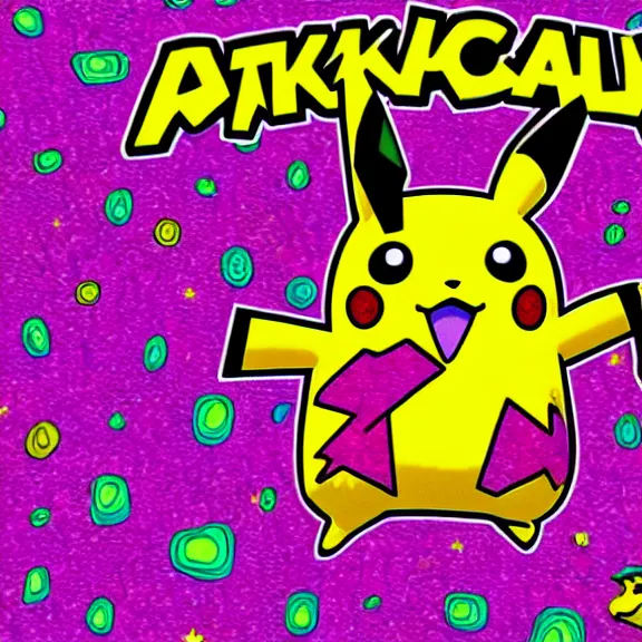 Image similar to pikachu on acid, digital art, 4k