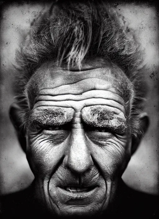 Image similar to handsome anthropomorphic mangle by lee jeffries, gelatin silver process