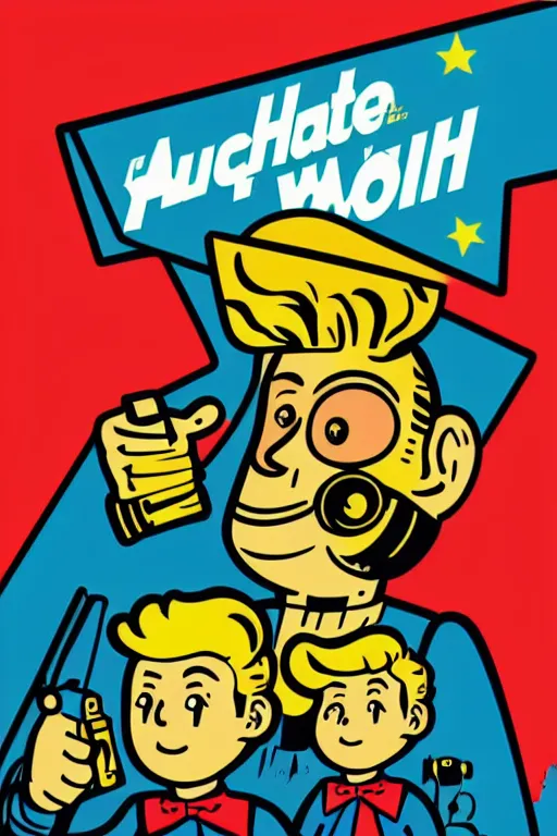 Image similar to fallout 7 6 retro futurist illustration art by butcher billy, sticker, colorful, illustration, highly detailed, simple, smooth and clean vector curves, no jagged lines, vector art, smooth andy warhol style