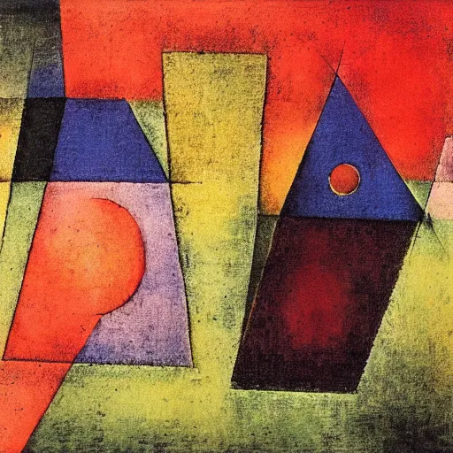 Prompt: archaic symbol for transformation, matte painting by paul klee, shrouded in realistic prismatic smoke