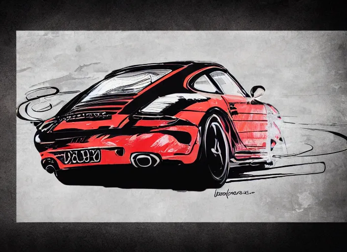 Prompt: abstract advertising illustration for porsche