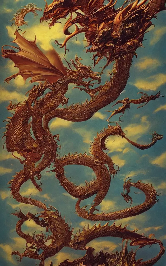 Image similar to golden dragon, epic, legendary, cinematic composition, stunning atmosphere by james jean by roger dean by lee madgewick