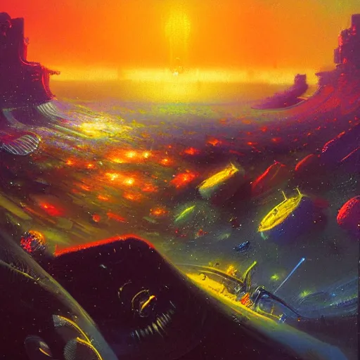 Prompt: new wave horizon by Paul Lehr