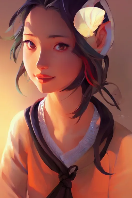 Image similar to Ayaya portrait, by Jesper Ejsing, RHADS, Makoto Shinkai and Lois van baarle, ilya kuvshinov, rossdraws global illumination