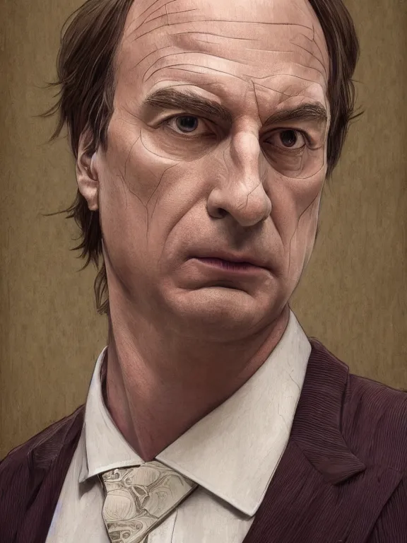 Image similar to saul goodman, in court, au naturel, hyper detailed, digital art, trending in artstation, cinematic lighting, studio quality, smooth render, unreal engine 5 rendered, octane rendered, concept art, smooth, sharp focus, illustration, art by artgerm and greg rutkowski and alphonse mucha and ian sprigger and wlop and krenz cushart