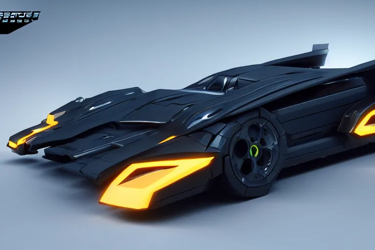 Image similar to cyberpunk batmobile concept inspired sports car, futuristic look, highly detailed body, very expensive, photorealistic camera shot, bright studio setting, studio lighting, crisp quality and light reflections, unreal engine 5 quality render