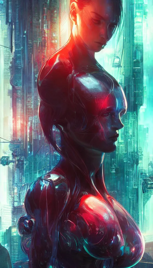 Image similar to altered carbon, ghost in the shell, matrix, neon, fibonacci, sweat drops, insane, intricate, highly detailed, digital painting, artstation, concept art, smooth, sharp focus, illustration, Unreal Engine 5, 8K, art by artgerm and greg rutkowski and alphonse mucha