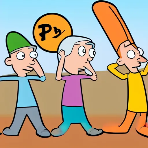 Image similar to phineas and ferb with a round head in cartoon style