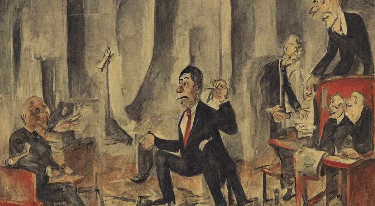 Prompt: a cartoon of a president by Tobias Stimmer and Maurice Utrillo